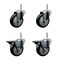 Service Caster 4 Inch Black Polyurethane Wheel Swivel 34 Inch Threaded Stem Caster Set 2 Brakes SCC SCC-TS20S414-PPUB-BLK-34212-2-PLB-2 - alternate 1